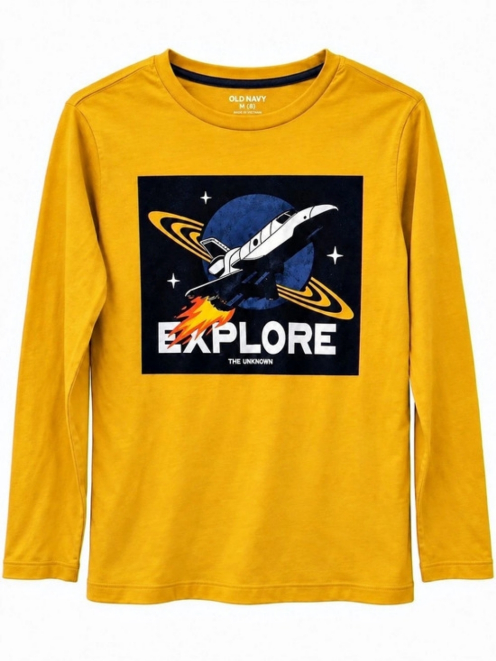 Old Navy Explore The Unknown Graphic Long-Sleeve Tee for Boys Size 8 Yellow